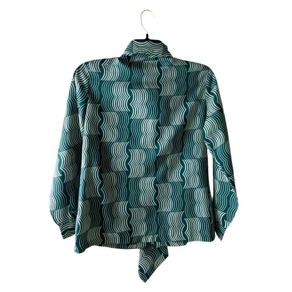 Vintage Jubilee New York Geometric Print Blouse S Pointed Collar Retro Button Up - Picture 4 of 7